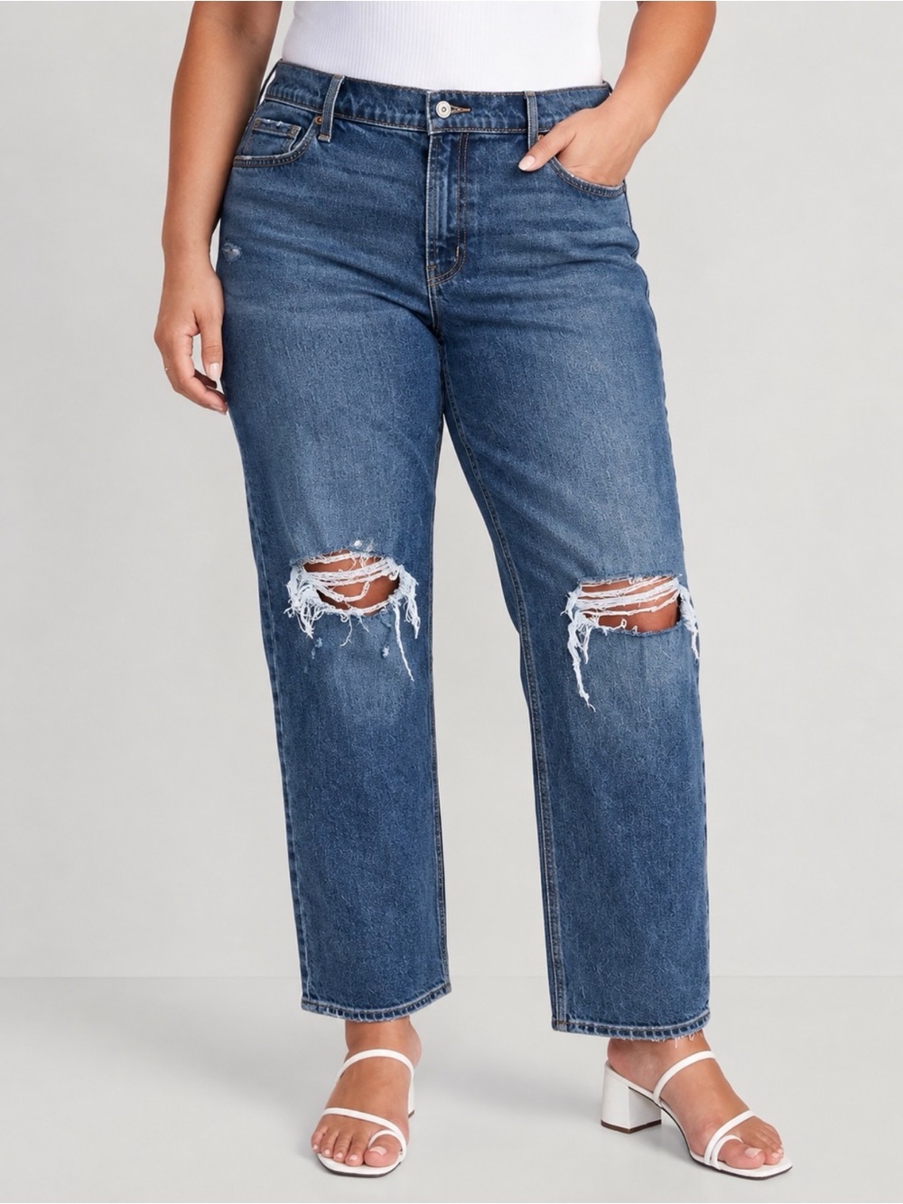 Old Navy Women's Plus Size Boyfriend Distressed Jeans - Blue